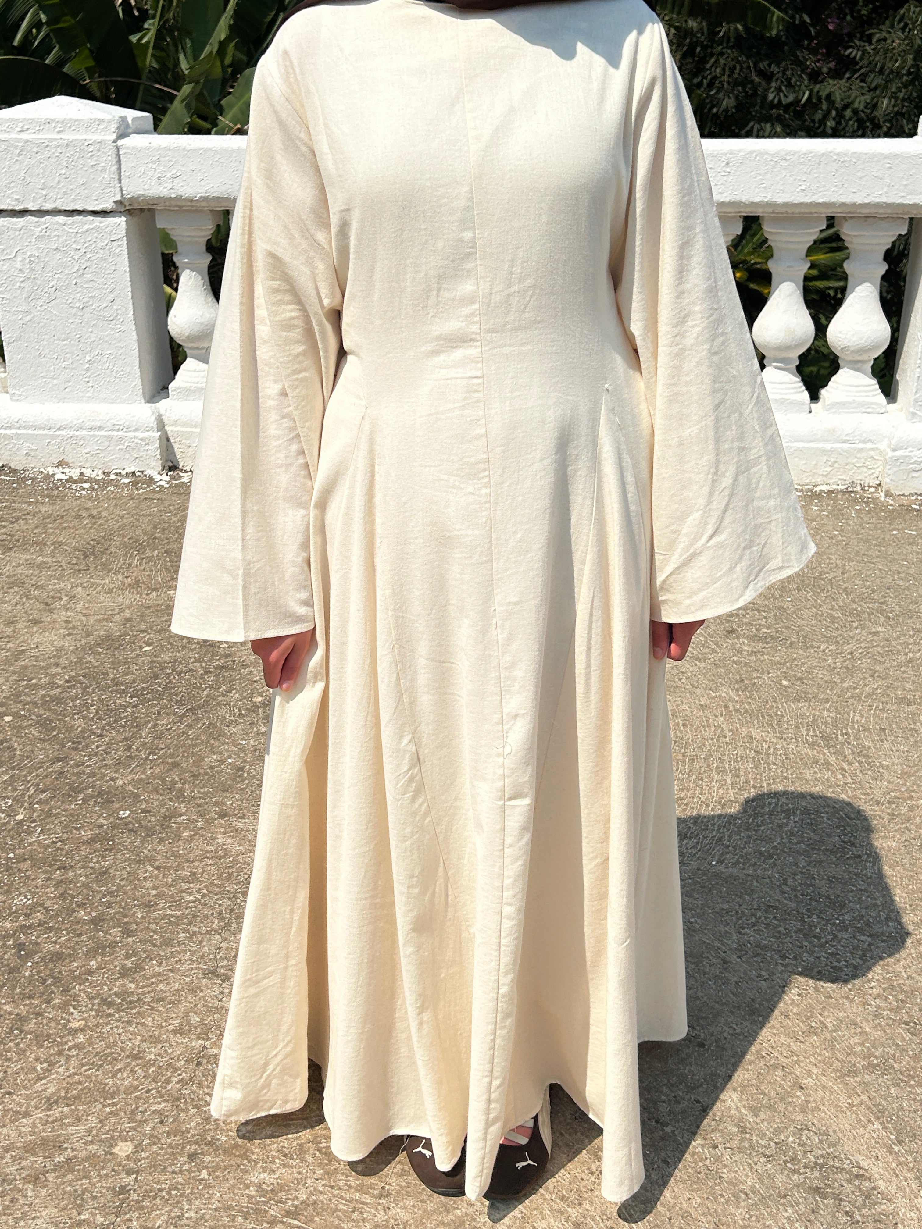 Long Sleeve Tie Maxi Dress In Cream – Avayla