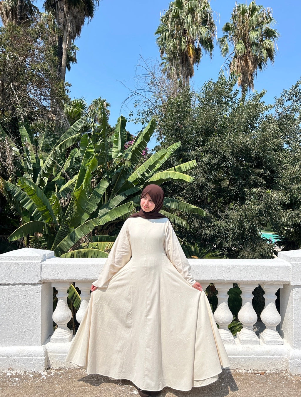 Long Sleeve Tie Maxi Dress In Cream
